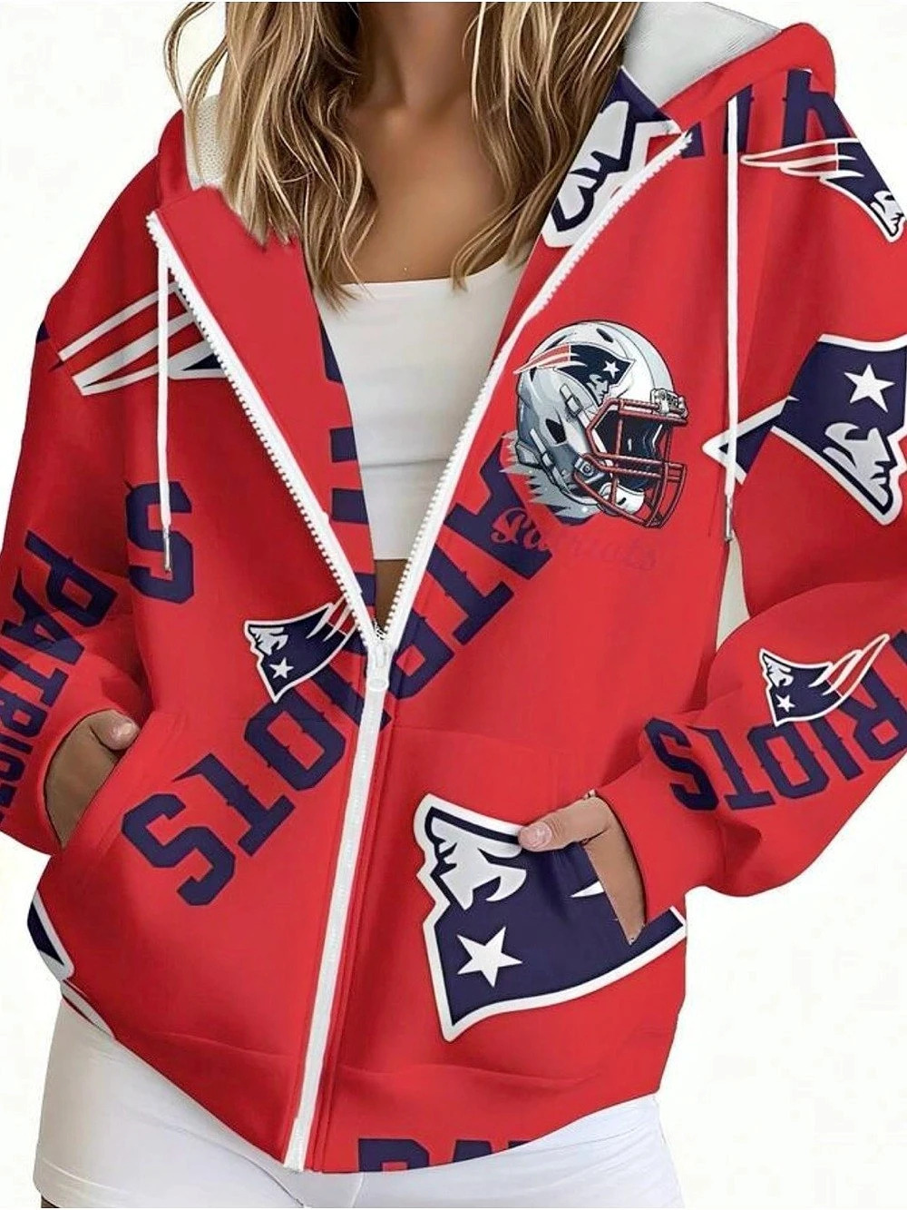 *NEW* Women's New England Patriots NFL Print Zip Jacket Sz M
